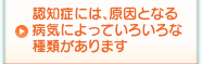 認知症には、原因となる病気によっていろいろな種類があります