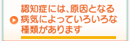 認知症には、原因となる病気によっていろいろな種類があります