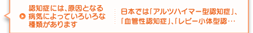 認知症には、原因となる病気によっていろいろな種類があります 日本では「アルツハイマー型認知症」、「血管性認知症」、「レビー小体型認・・・