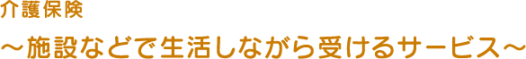 介護保険~施設などで生活しながら受けるサービス~
